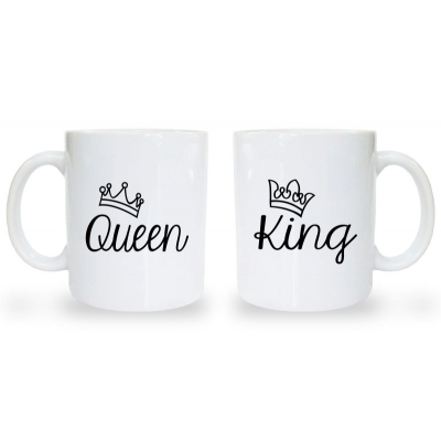 Kubki dla par zakochanych Queen & King 2szt.